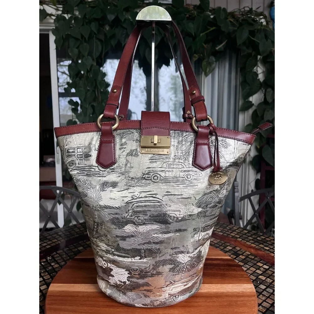 Brahmin RARE Limited Edition Jessie Vintage Copacabana Metallic Leather Tote